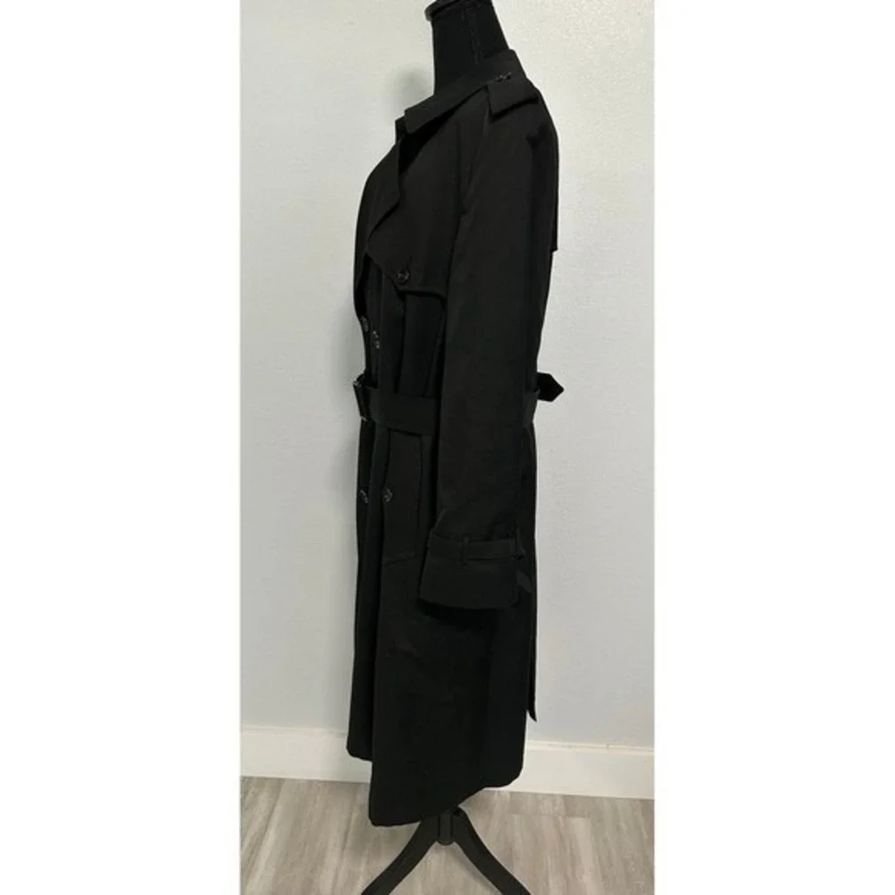 Mens Black Wool Blend Double Breasted Belted Trench Coat 40S